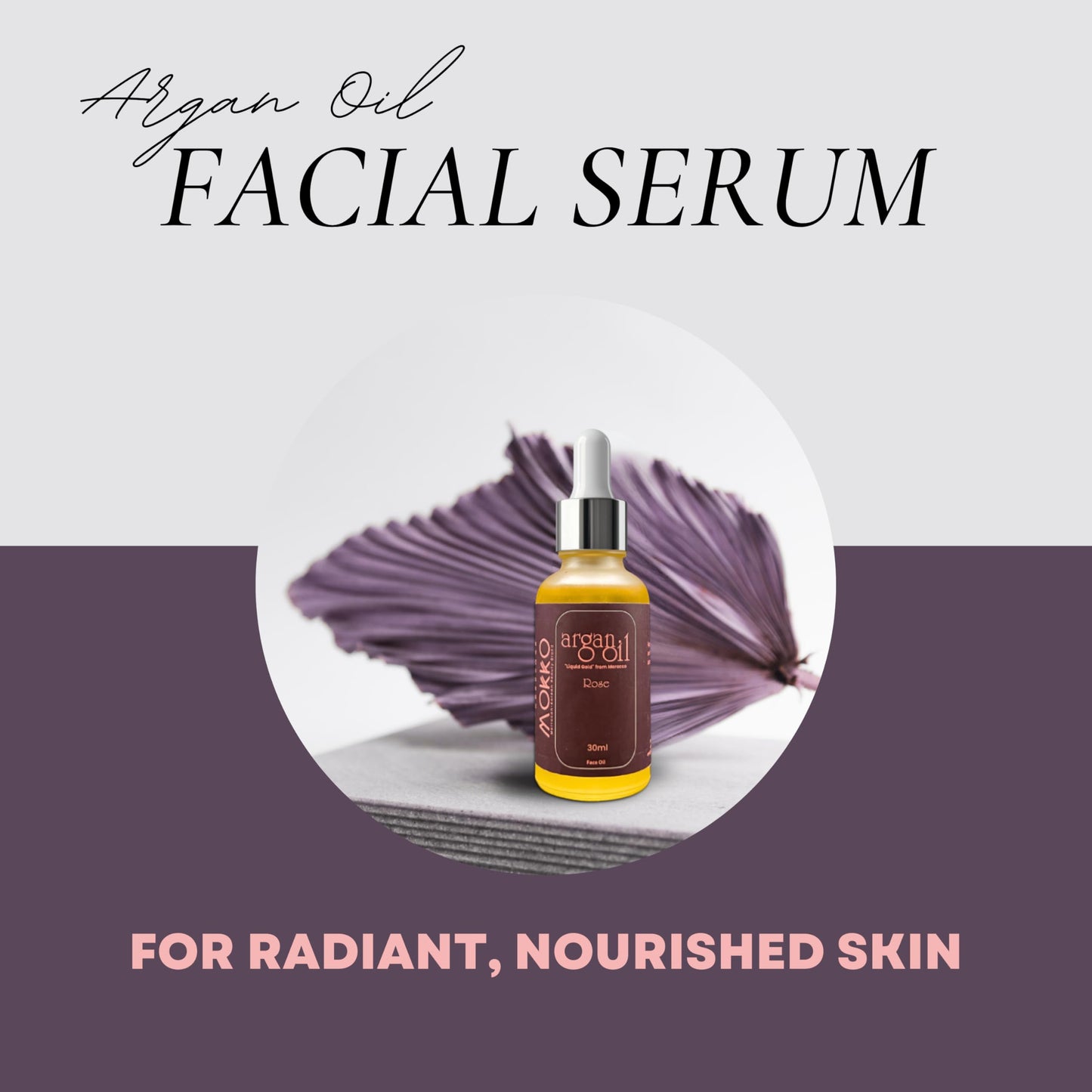 Mokko Argan Face Oil Drops with Rose - 100% Pure Moroccan Argan Oil | Hydrating, Anti-Aging & Brightening Facial Oil for Dry, Sensitive & Acne-Prone Beauty & Personal Care mokkobrand