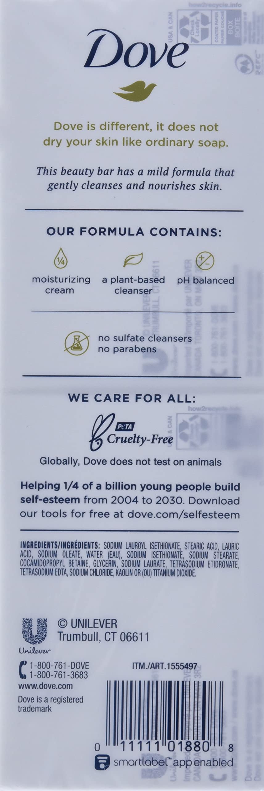 Dove Sensitive Skin - Unscented/Fragrance Free Hypo-Allergenic Beauty Bar, 3.73 oz / 106 g x 16 Pack Beauty & Personal Care Dove