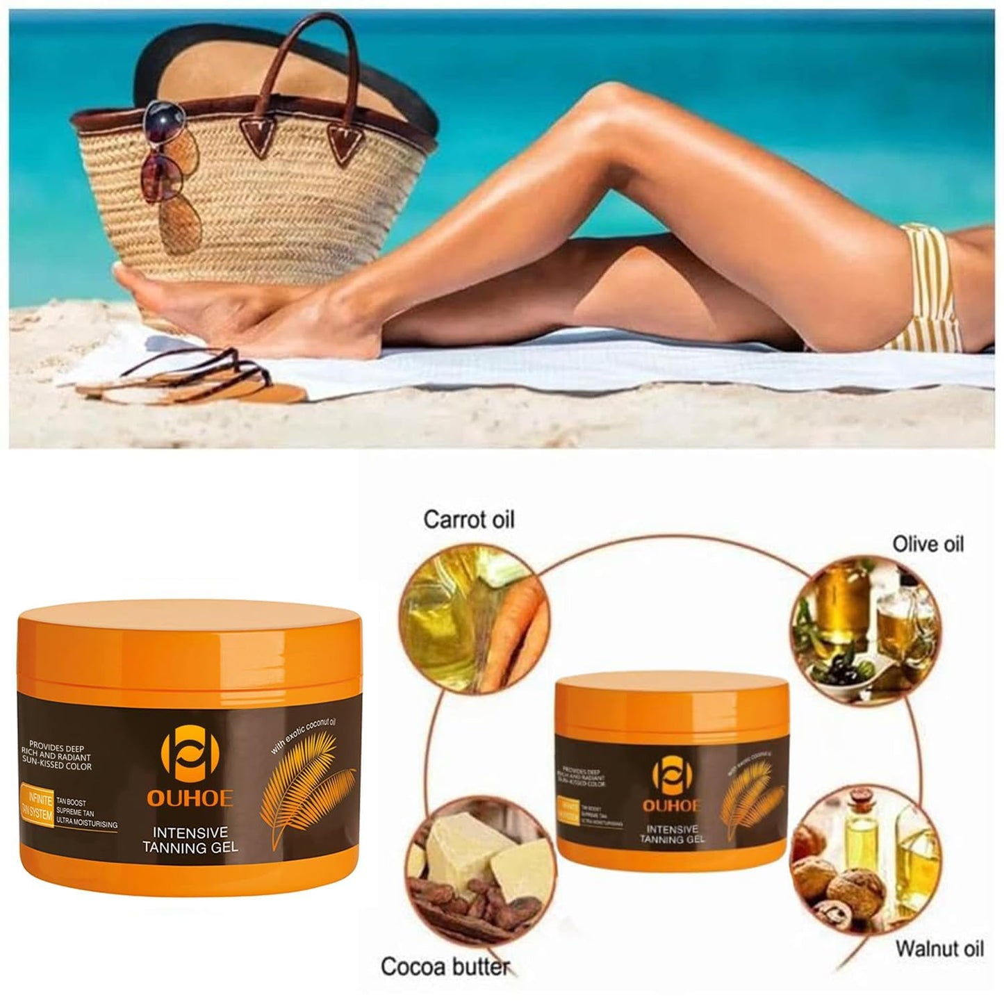 Brown Tanning Gel Tanning Cream,Tanning Accelerator Cream, Soft Brown Intensive Tanning Luxe Gel, Tanning Cream for Sunbeds & Outdoor Sun 150g*1PCS Beauty & Personal Care Bupposes