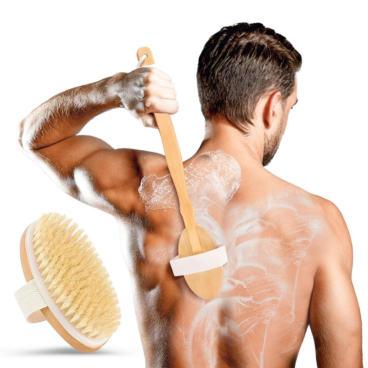 Back Scrubber for Shower - 20" Long Handle Shower Brush - Natural Bristle Back Brush - Ergonomic Handle + Silicone Anti-Slip Grip - Great Gift Idea Beauty & Personal Care rengöra