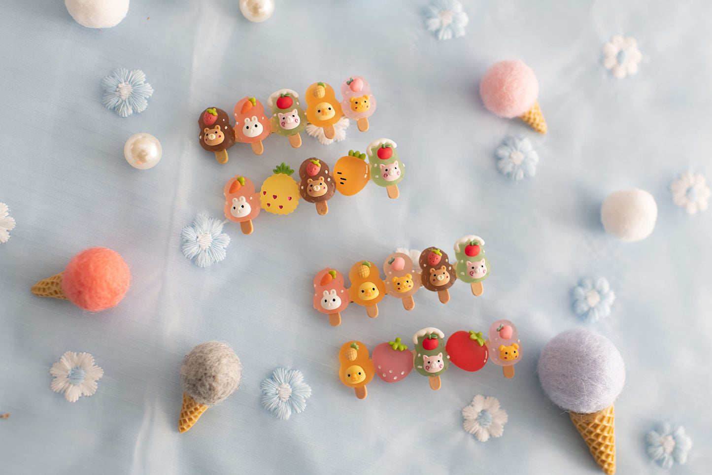 Summer Crystal Fruits Animals Barrette Hair Clips For Girls - Stylish Hair Accessories for Everyday, Birthday and Parties (4Pcs Popsicles Fruits) Beauty & Personal Care Summer Crystal