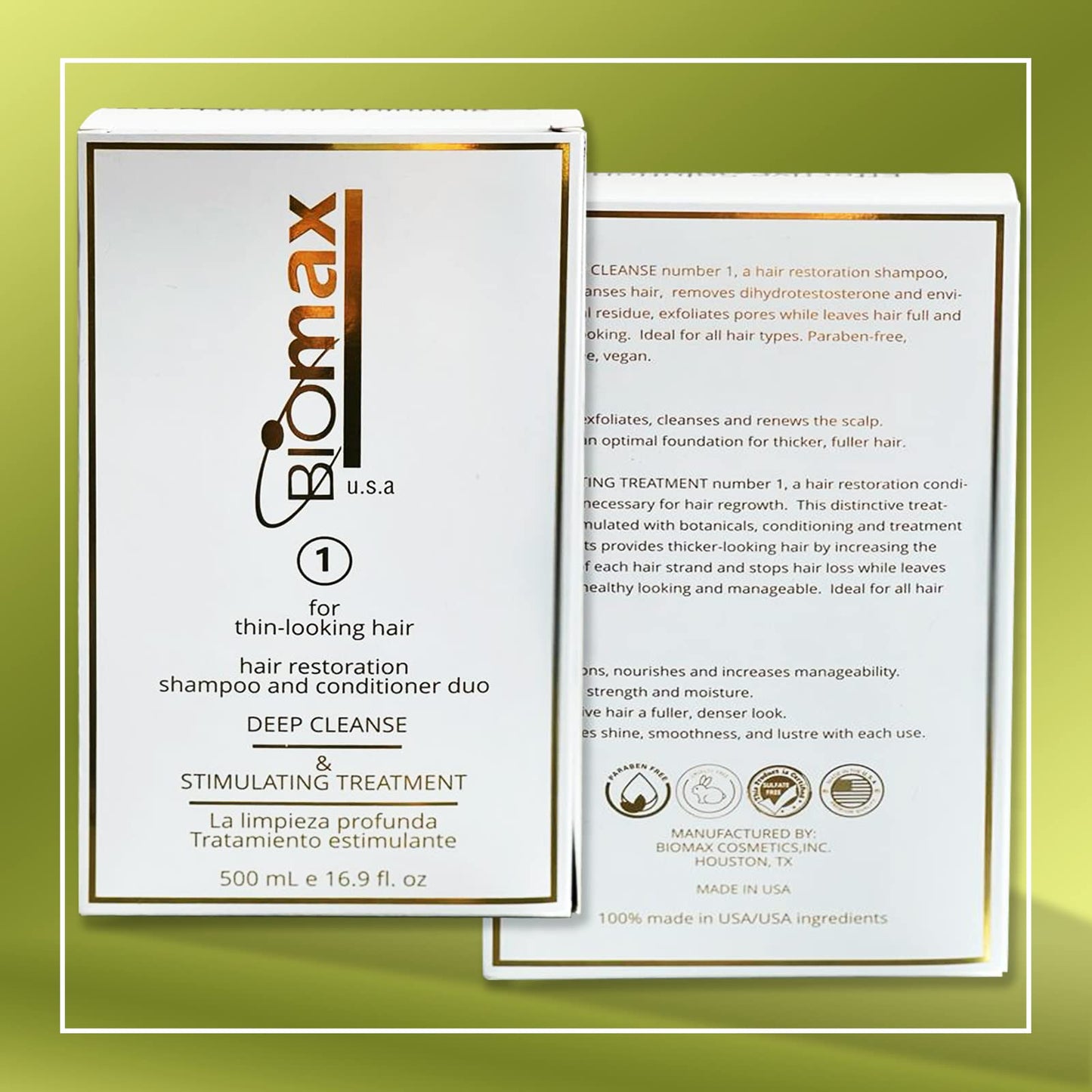 Biomax Deep Cleanse Hair Restoration Shampoo & Stimulating Treatment Color Protection Conditioner No.1 for Thin-Looking Hair, Remove Build-up Beauty & Personal Care BIOMAX