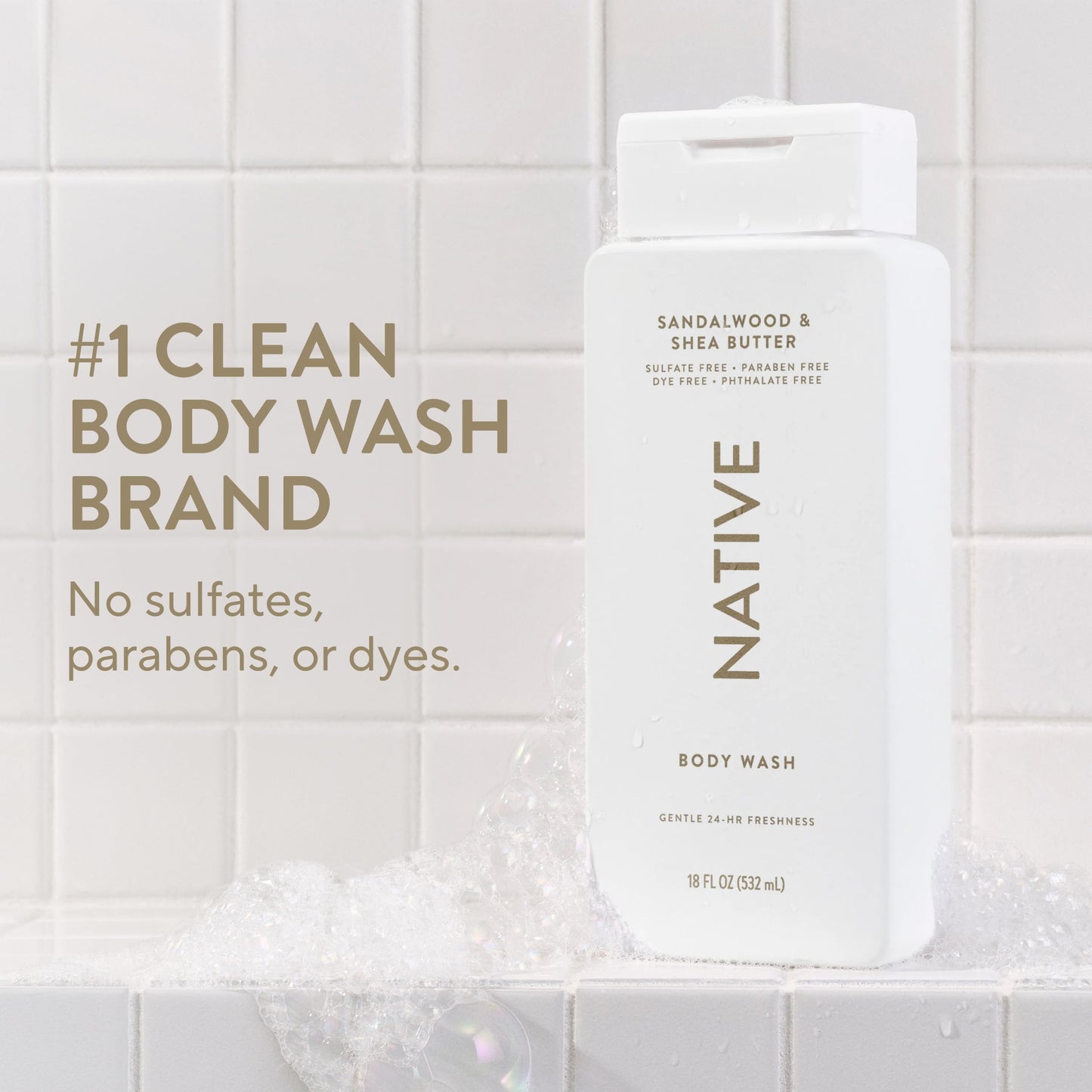 Native Body Wash Contains Naturally Derived Ingredients | For Women & Men, Sulfate, Paraben, & Dye Free Leaving Skin Soft and Hydrating | Sandalwood Beauty & Personal Care Native