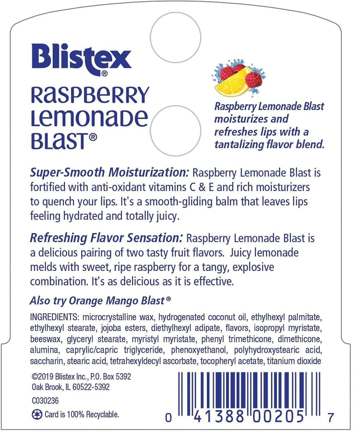 Blistex Lip Protectant (Raspberry Lemonade Blast) (0.15 oz) (3 Pack) Beauty and Personal Care Blistex
