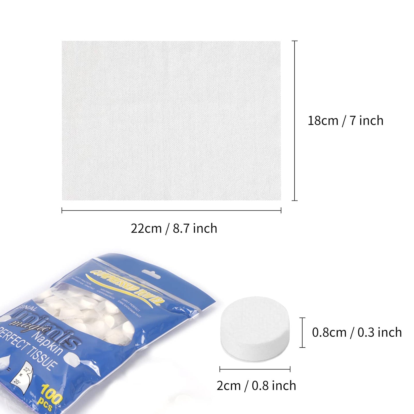 Classycoo Compressed Towel 100 PCS Mini Tablets Disposable Portable Face Towel Cotton Coin Tissue for Travel, Camping, Hiking, Sport, Home Hand Beauty and Personal Care Classycoo