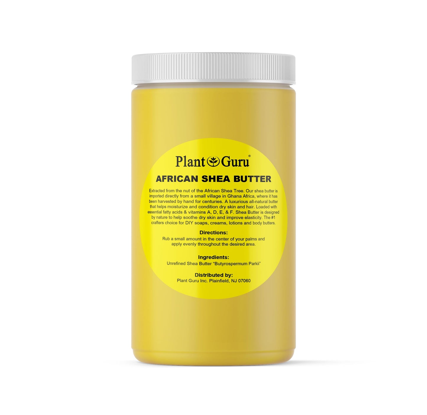 Plant Guru Raw African Shea Butter 32 oz. / 2 lbs. Jar Bulk 100% Pure Natural Unrefined YELLOW - Ideal Moisturizer For Dry Skin, Body, Face And Hair Beauty & Personal Care Plant Guru