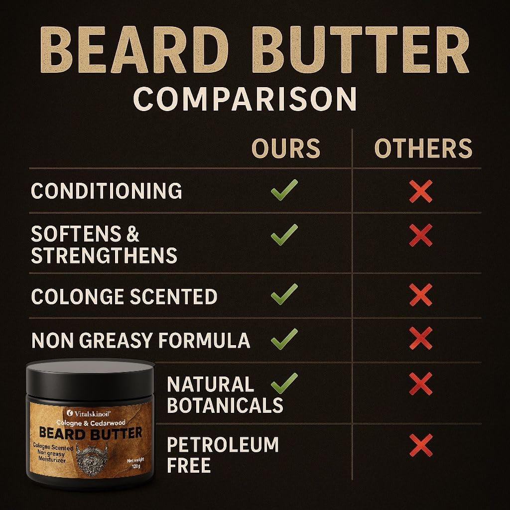 Beard Butter for Men, Cologne Scent, Non-Greasy Conditioning grooming Beauty and Personal Care VITALSKINOIL