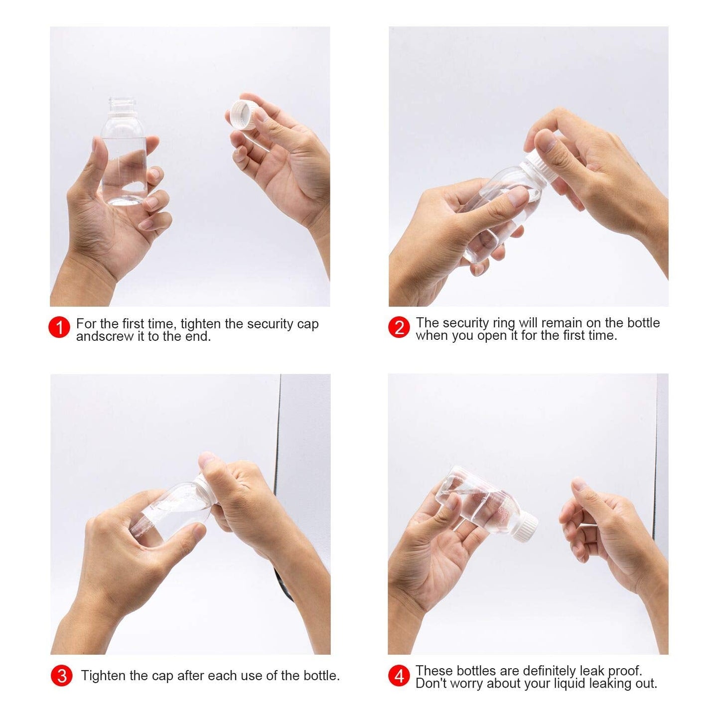 TRENDBOX Pack of 5-100ml Clear Empty PET Mini Storage 100ml/100g/100cc Bottles Hard Plastic Durable Turn Screw Cover Cap Round Filling Liquid Beauty & Personal Care TRENDBOX