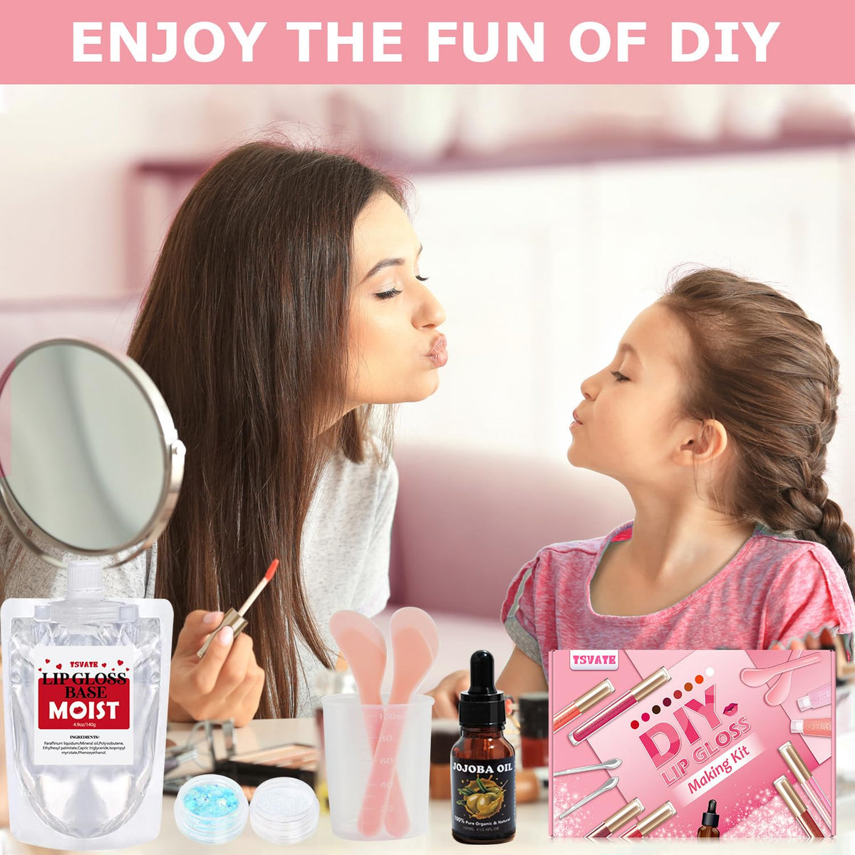 TSVATE Lip Gloss Making Kit, Lip Gloss Kit, Diy Lipgloss Set, Fun Make Your Own Lipgloss Kids Lip Gloss for Girls, Women, Moisturizing Lip Gloss Base Beauty & Personal Care TSVATE