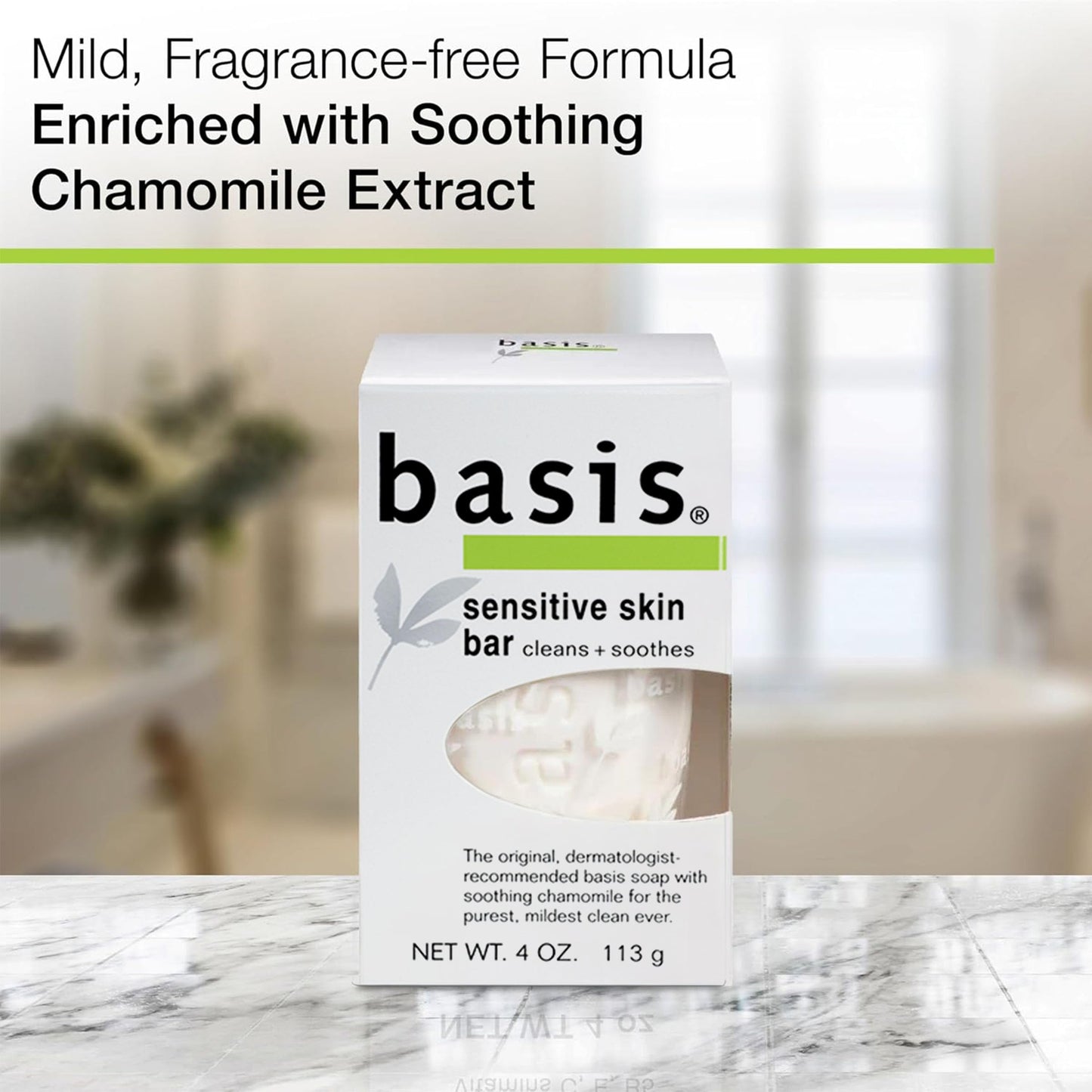Basis Sensitive Skin Bar Soap for Body, Hands and Face, Unscented Soap Bar for Sensitive Skin with Chamomile and Aloe Vera, Bar Soap Bulk Pack, 4 Oz Beauty & Personal Care Basis