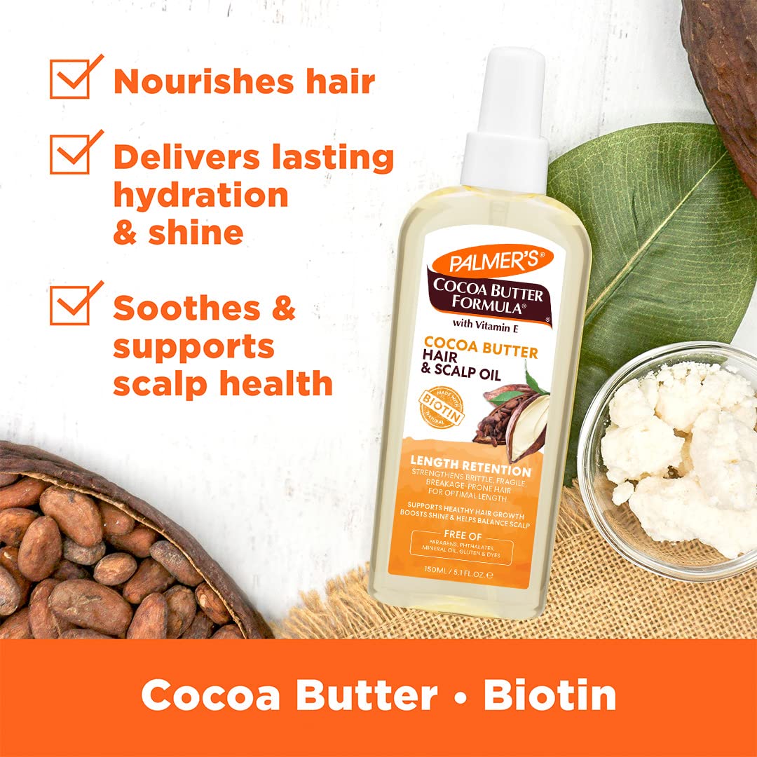 Palmer's Cocoa Butter & Biotin Length Retention Hair and Scalp Oil, 5.1 Ounce (Packaging May Vary) Beauty & Personal Care Palmer's