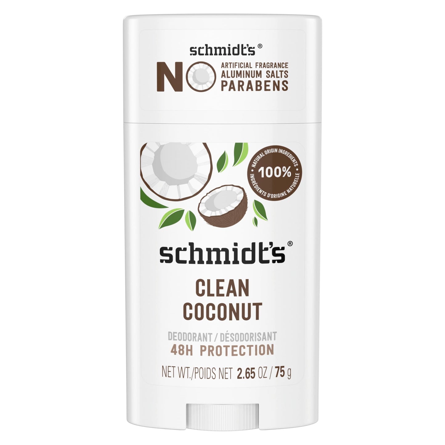 Schmidt's Aluminum-Free Vegan Deodorant Clean Coconut for Women and Men, with 24 Hour Odor Protection, Natural Ingredients, Cruelty-Free, 2.65 oz Beauty and Personal Care Schmidt's