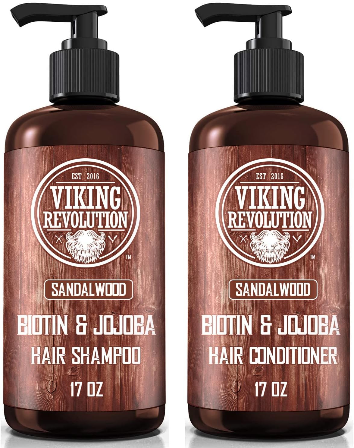 Viking Revolution Sandalwood Shampoo and Conditioner Set with Biotin and Jojoba Oil - Natural Hair Shampoo and Hair Conditioner for Men with Vitamin Beauty & Personal Care Viking Revolution