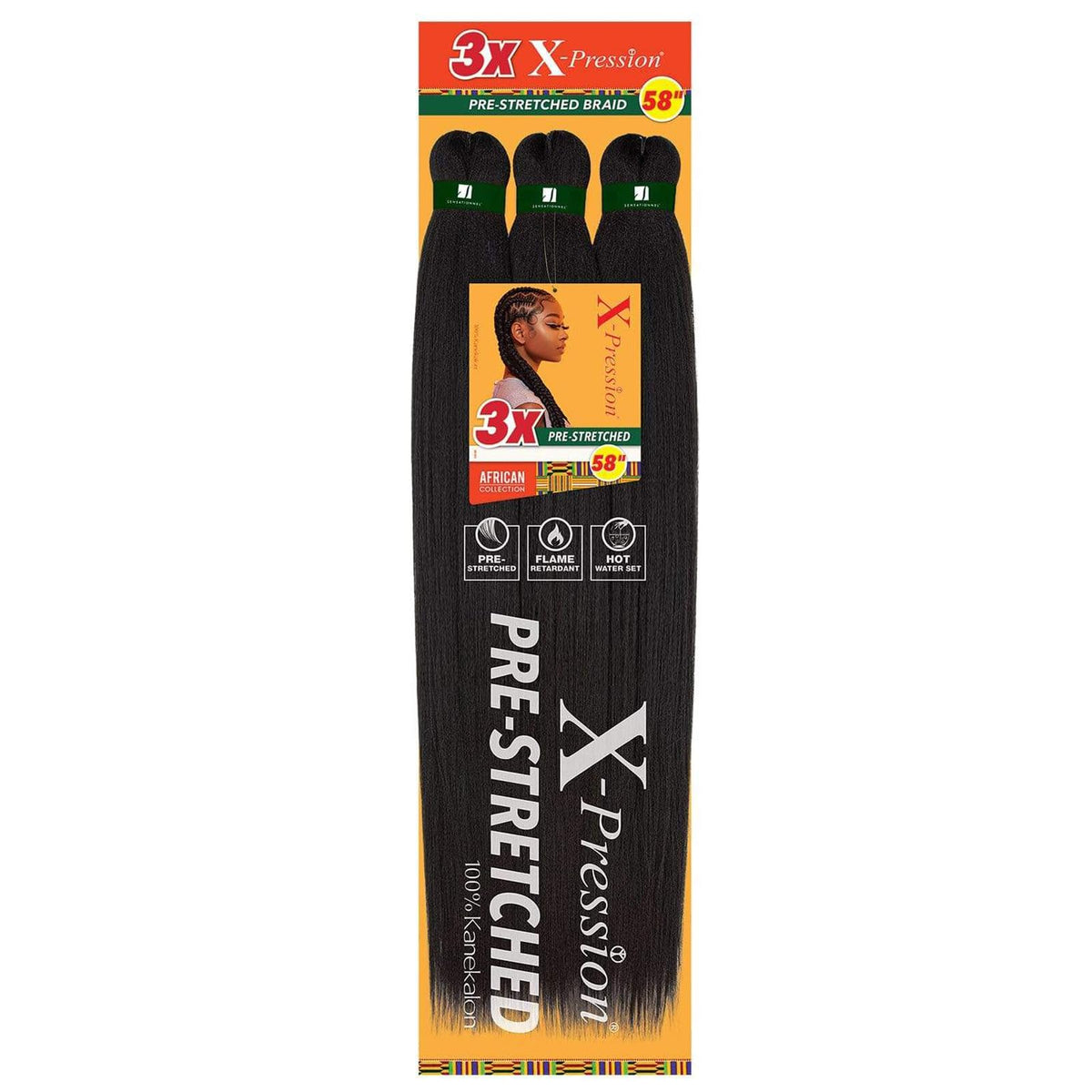 Sensationnel Xpression prestretched braiding hair - 3x xpression 58-inch kanekalon flame retardant smooth yaki braid - 3x x-pression 58 inch (1 pack,
