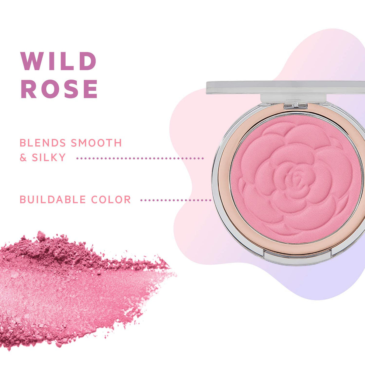 Flower Beauty Pots Powder Blush Smooth Silky Skin Tone Enhancing Soft Satin Finish Makeup, Wild Rose, 0.21 Oz