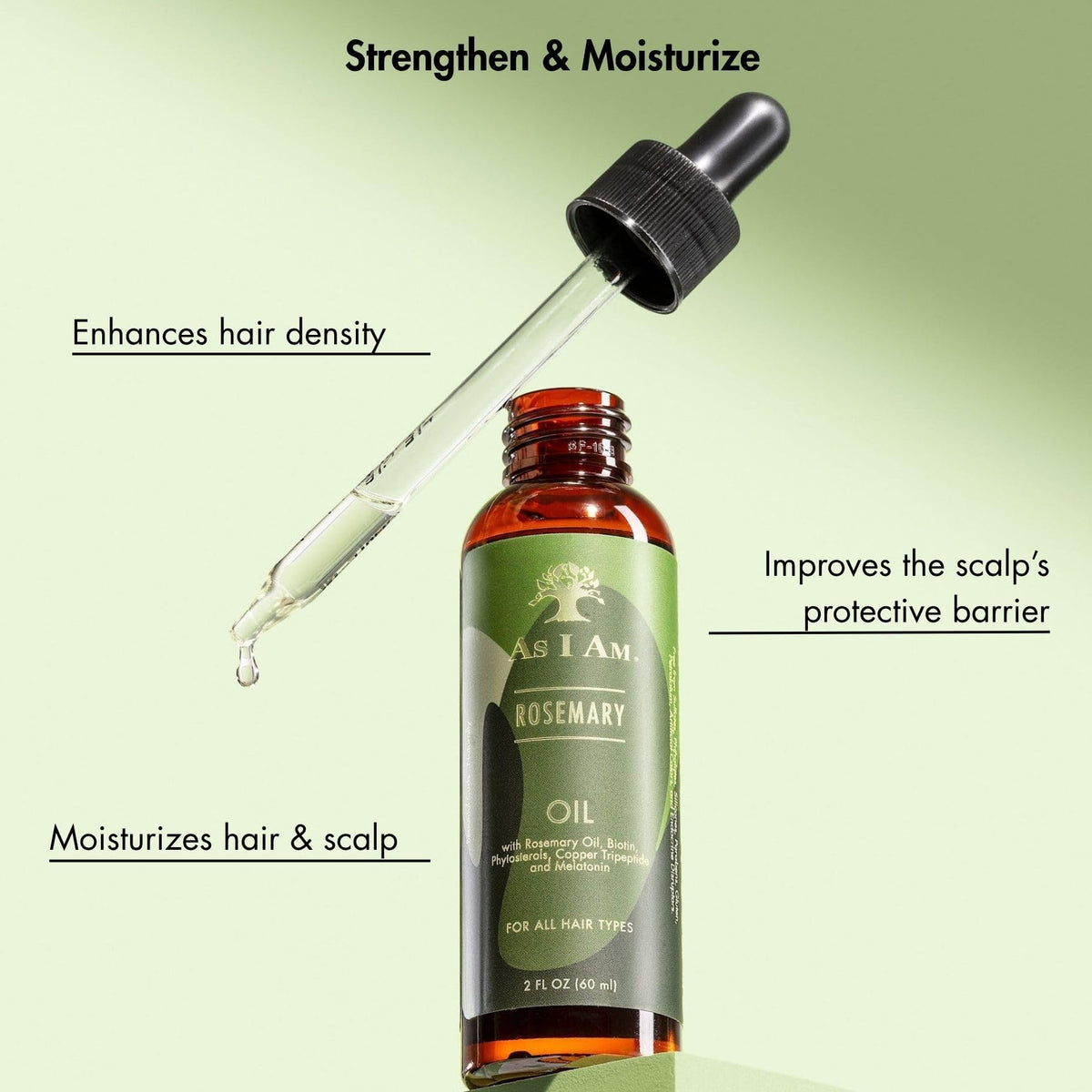 As I Am Rosemary Oil - 2 oz - Hair Density Serum - with Biotin & Saw Palmetto