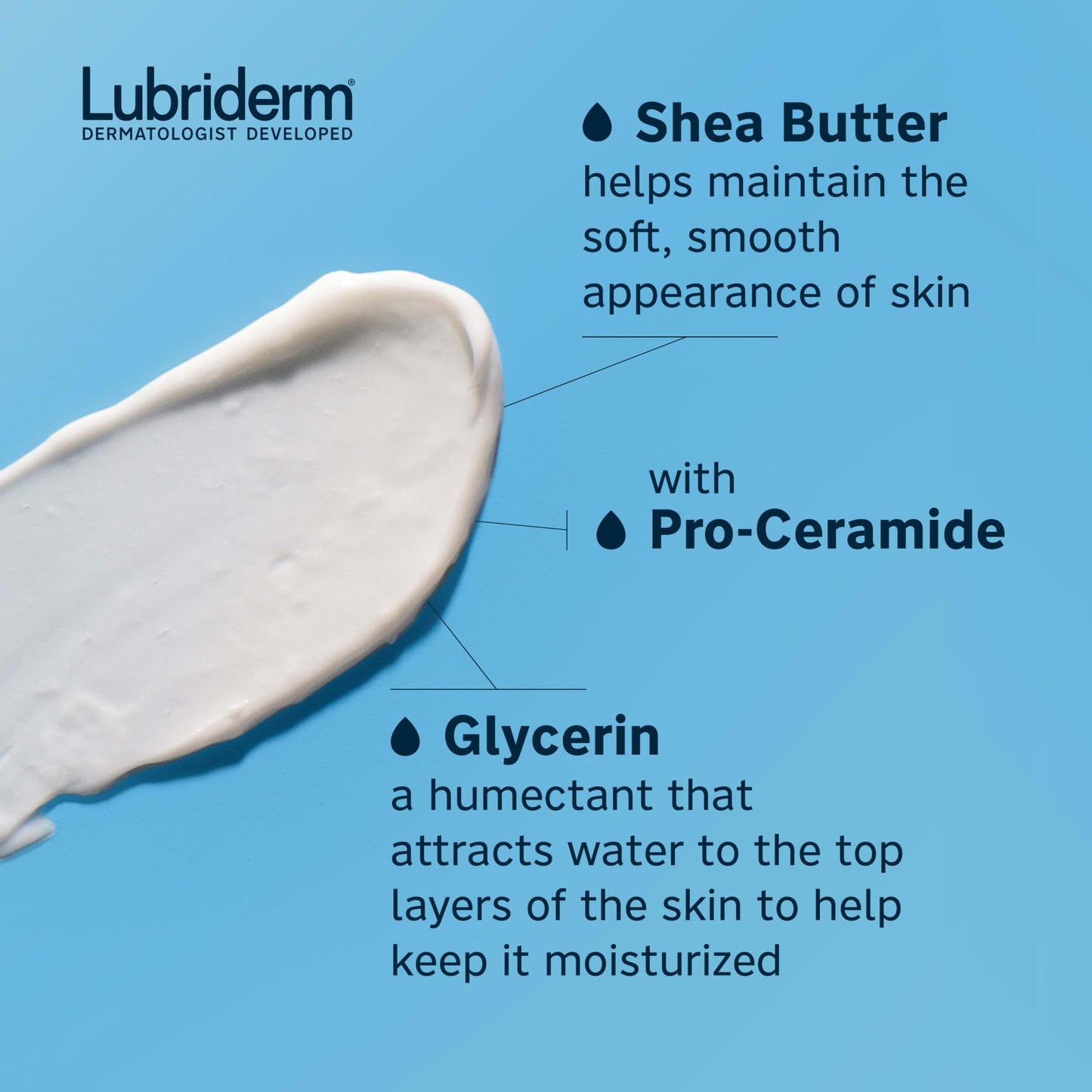 Lubriderm Fragrance Free Daily Moisture Body Lotion + Pro-Ceramide, Unscented Lotion, Body Lotion for Dry Skin, Shea Butter, Glycerin, Non-Greasy Beauty & Personal Care Lubriderm
