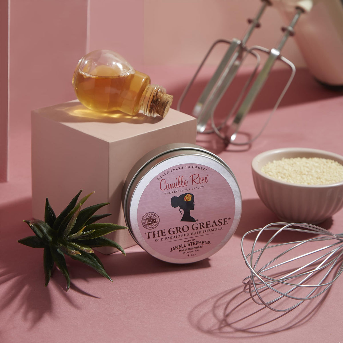 Camille Rose The Gro Grease - Leave-In Conditioner & Scalp Treatment for Healthy-Looking Hair, Growth Support & Scalp Comfort with Castor Oil, Amla &
