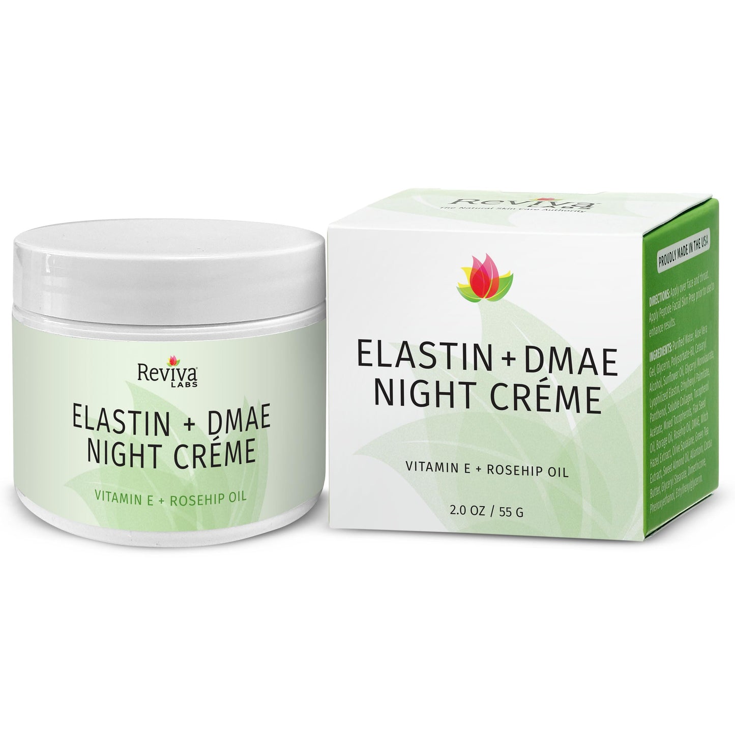 Reviva Labs Elastin and DMAE Cream - Firming Night Cream for Face, Neck, and Throat Area - Facial Moisturizer for Women, Tightening and Lifting Cream Beauty & Personal Care Reviva Labs