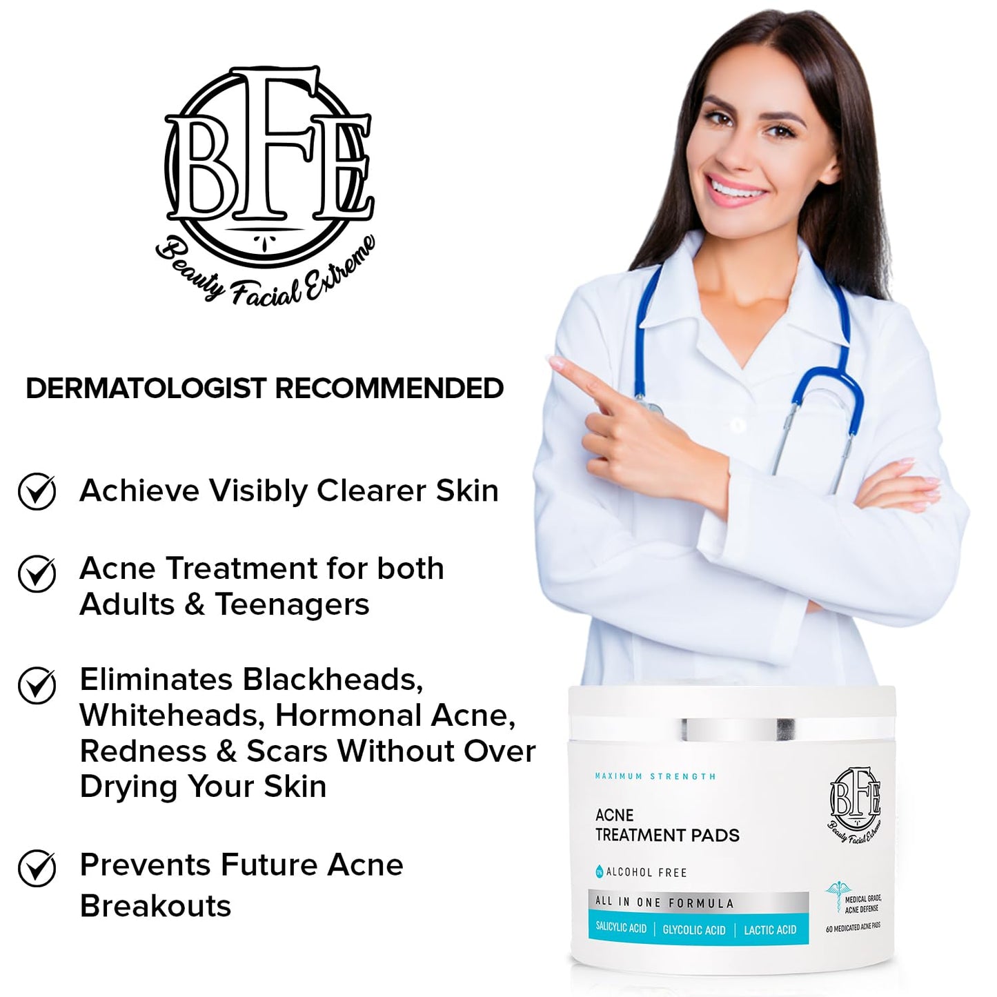 Acne Treatment Pads- Eliminates Cystic Breakouts, Oily Skin & Clogged Pores. Clear Pimple, Whitehead, Blackhead, Dark Spots & Improve Skin Texture. Beauty & Personal Care Beauty Facial Extreme