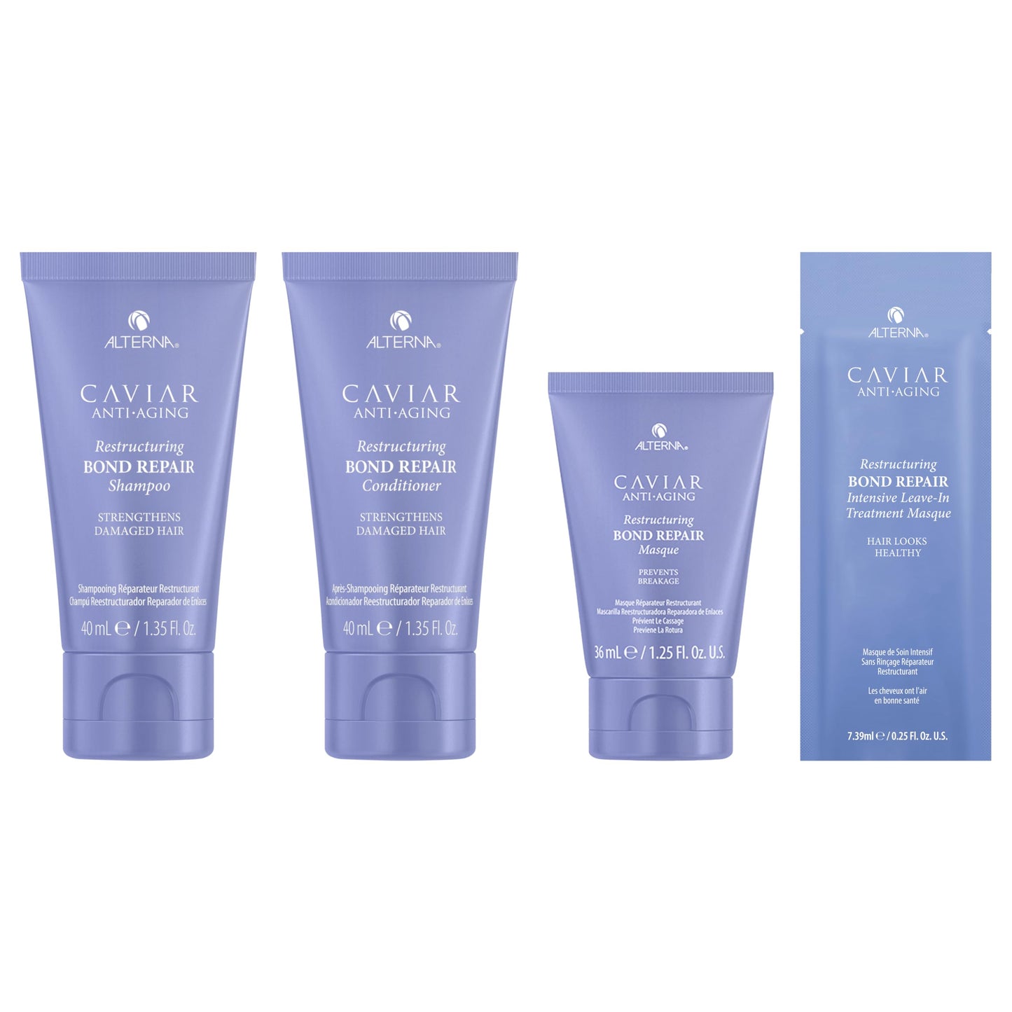 Alterna Haircare CAVIAR Anti-Aging Restructuring Bond Repair Travel Kit - Shampoo, Conditioner, Masque | Strengthens and Protects Damaged Hair Beauty & Personal Care Alterna