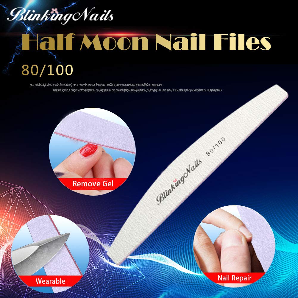 Abrasive Nail File 80/100 Grit 10Pcs Acrylic Nail Files and Buffers, Professional Washable Nail File Buffer Block with Double Sides Designed Beauty & Personal Care BlinkingNails