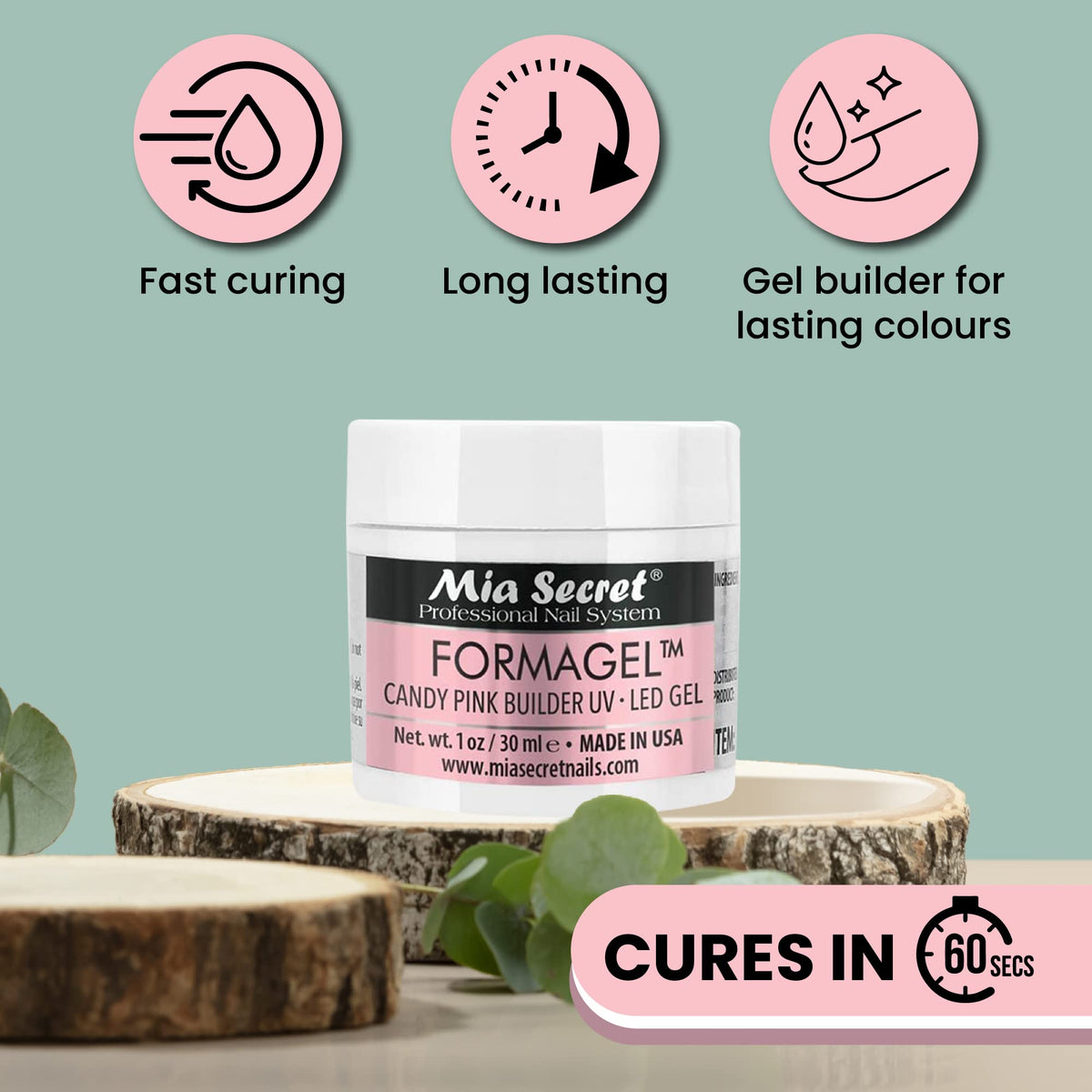 Mia Secret Nudes 1oz Formagel Gel Nail Builder - UV Led Gel - Cover Blush - Cover Tan - Candy Pink Pick Yours (Candy Pink)