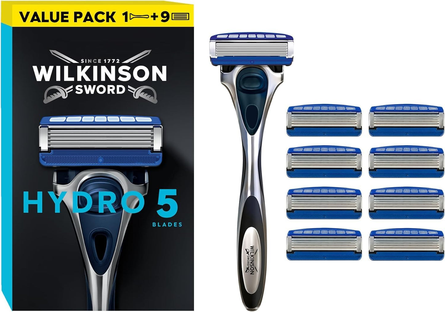 Wilkinson Sword Hydro 5 Skin Protection rakapparat med 8 ersättningsblad, 10-teiliges Set, 7004023G, 0.093 kilograms Beauty and Personal Care Wilkinson Sword