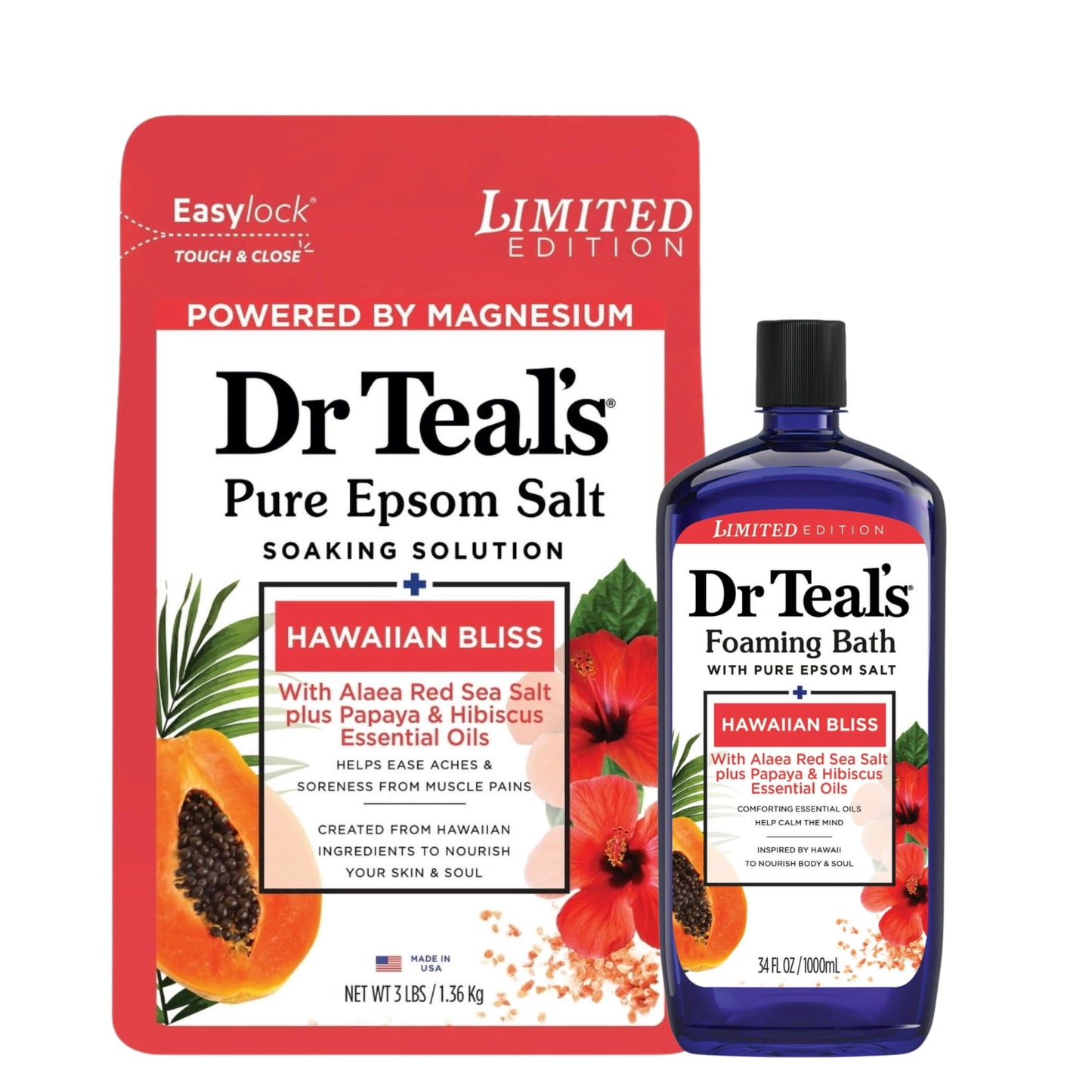Dr Teal's Hawaiian Bliss Pure Epsom Salt Soak and Foaming Bath (Hawaiian Bliss) Beauty and Personal Care Dr Teal's