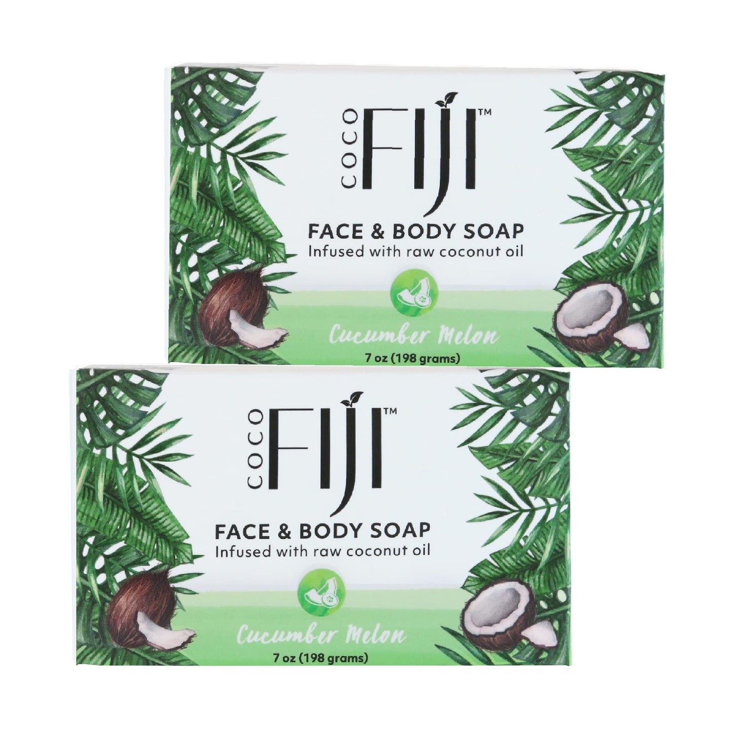 Coco Fiji Soap Bar for Face and Body Infused With Organic Coconut Oil, Cucumber Melon, Essential Oil, Natural Soap for Moisturizing & Pore Purifying Beauty & Personal Care Organic Fiji
