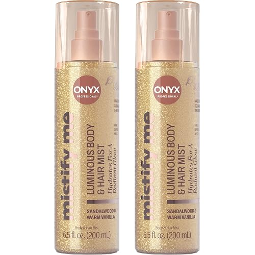 Onyx Professional Hydrating Shimmer Mist with Squalane & Blue Tansy, Sandalwood Vanilla, 6.5 fl oz, 2pk - Shimmer Hair and Body Mist Creates a Radiant Beauty & Personal Care Onyx Professional