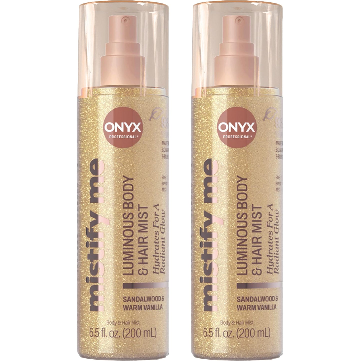 Onyx Professional Hydrating Shimmer Mist with Squalane & Blue Tansy, Sandalwood Vanilla, 6.5 fl oz, 2pk - Shimmer Hair and Body Mist Creates a Radiant Beauty & Personal Care Onyx Professional