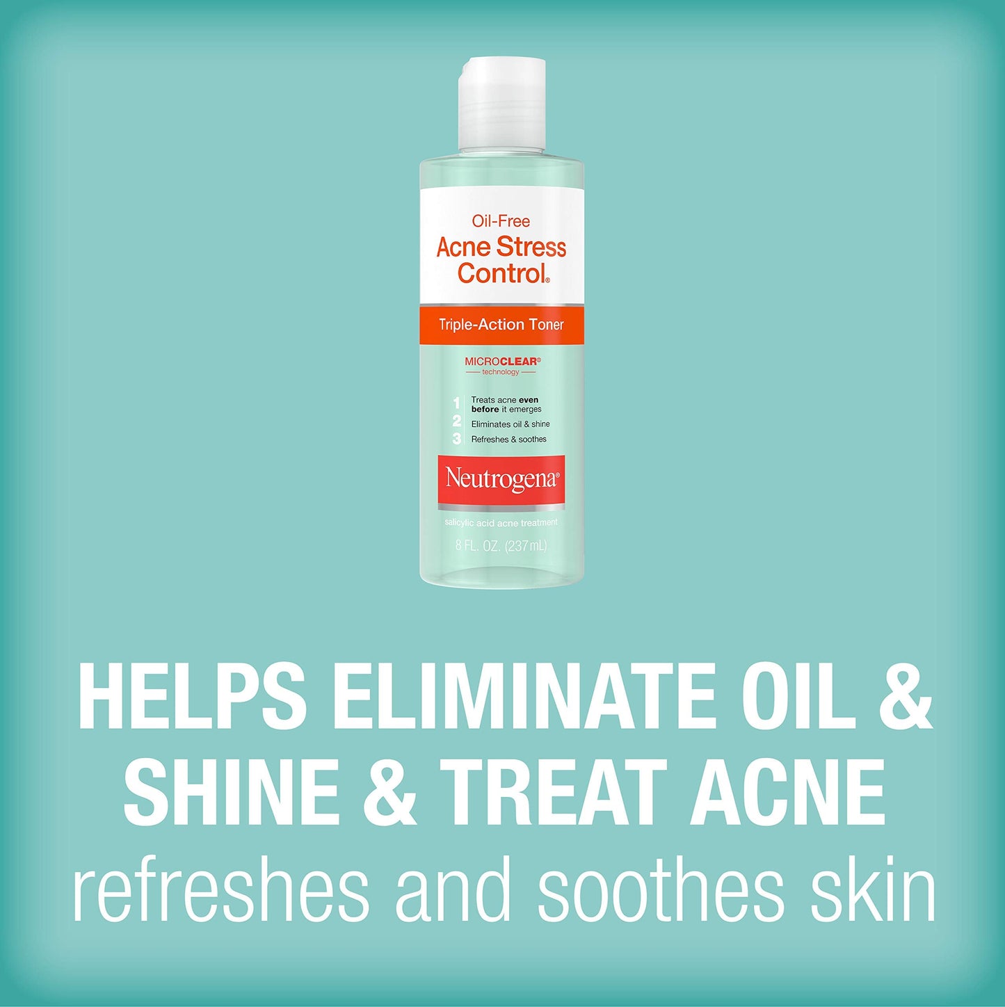 Neutrogena Oil-Free Acne-Fighting Stress Control Triple-Action Facial Toner, Soothing and Refreshing Toner with Salicylic Acid Acne Medicine, Green Beauty & Personal Care Neutrogena