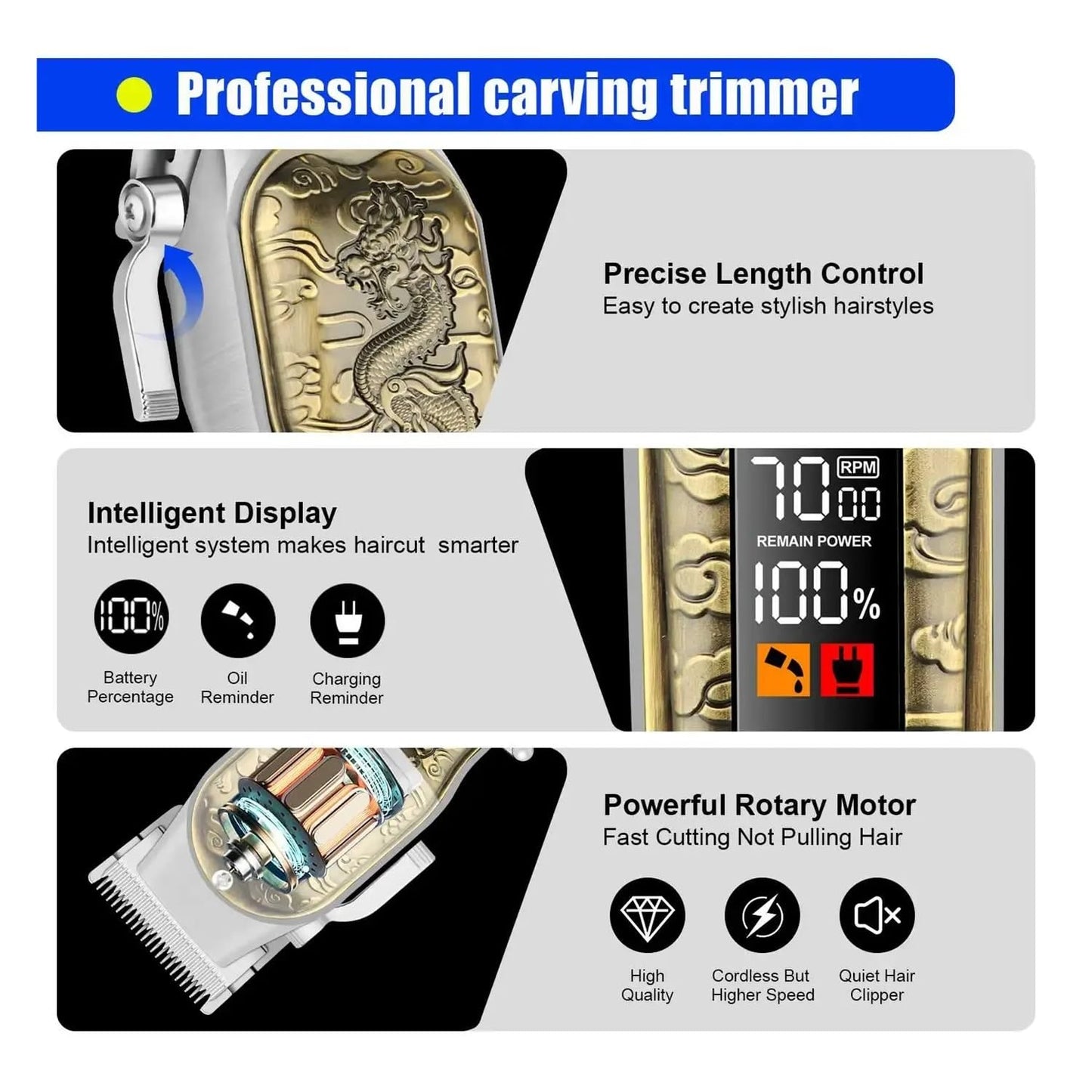 EWKYLSEM Razors HIENA HYN-I012 Electric Hair Clipper Set Professional Hair Trimmer for Men Adjustable Beard & Hair Clipper Electric Barber Hair(Dragon Beauty and Personal Care EWKYLSEM
