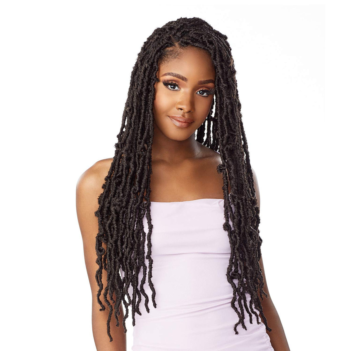 Sensationnel Lulutress Crochet Braids-3X Distressed Locs 24in,1 JETBLACK