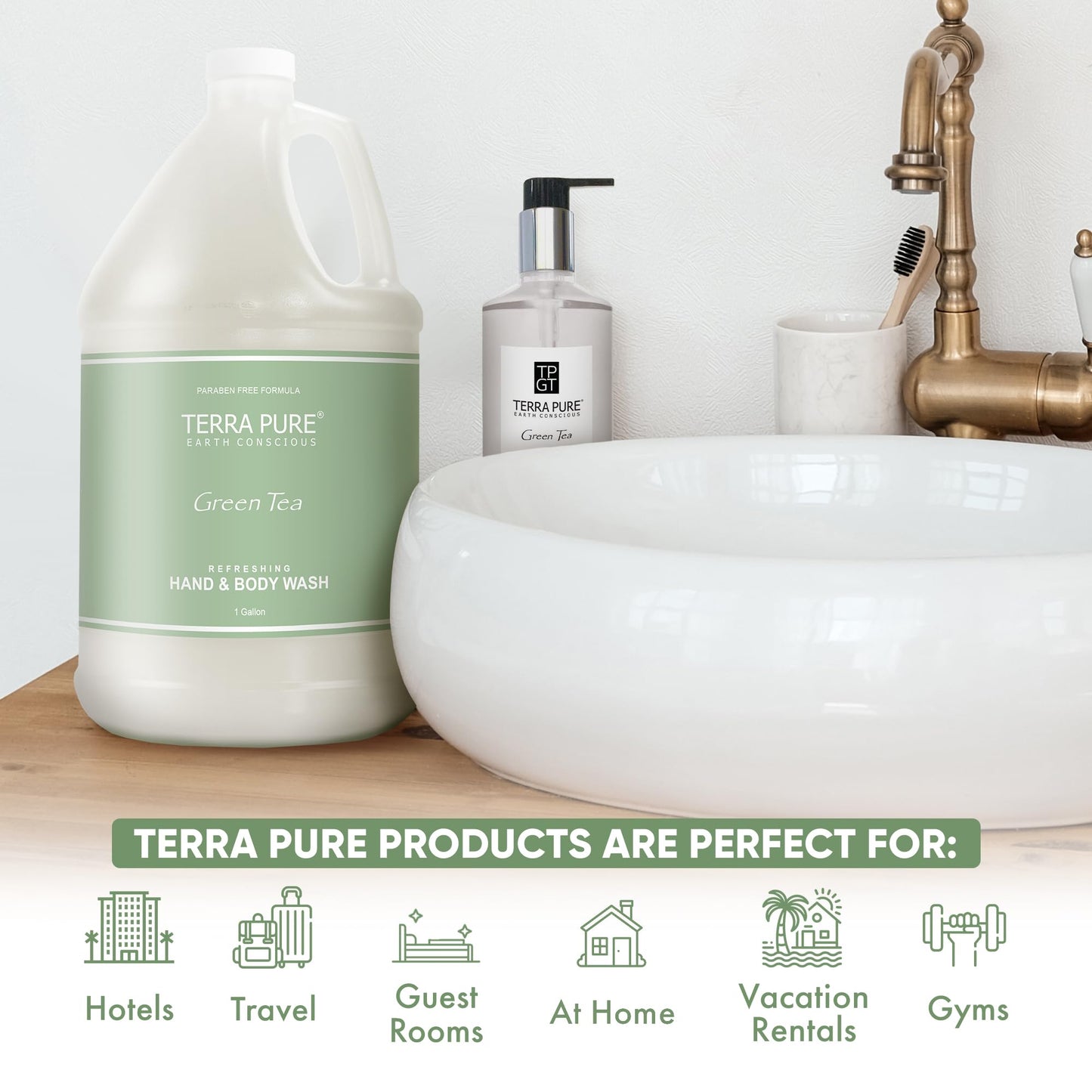Terra Pure Hotel Hand & Body Wash Soap | Four Gallons | Designed to Refill Soap Dispensers (Set of 4) Beauty & Personal Care Terra Pure