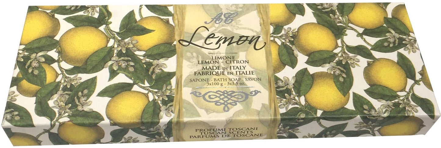 Alighiero Campostrini Sapone Artigianale Luxury Bath Soap Tuscan Scents Italian Made Set of 3 Bars 3.5 Ounces (Lemon) Beauty & Personal Care Alighiero Campostrini