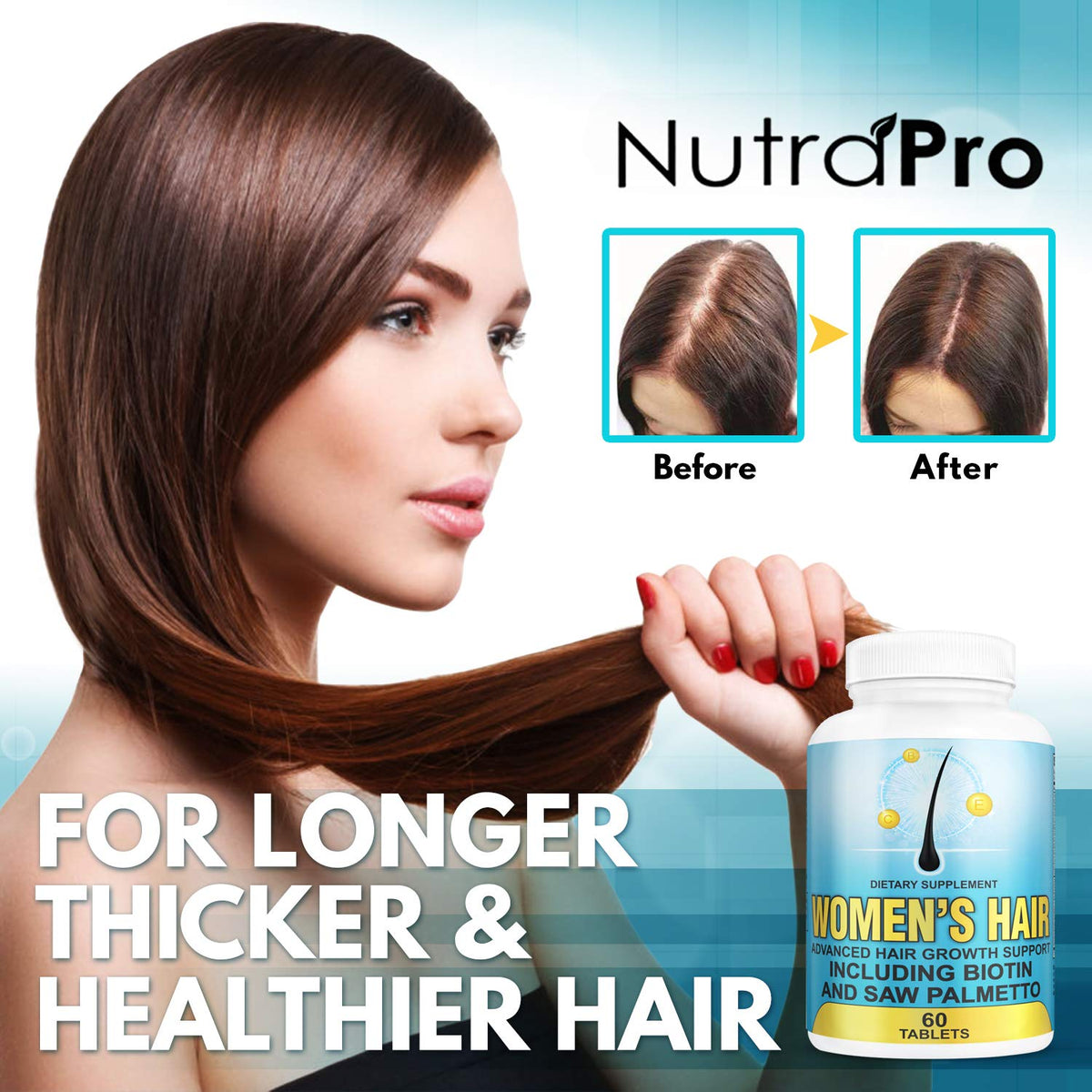 Hair Growth Vitamins With Saw Palmetto for Women - Hair Growth Supplement.