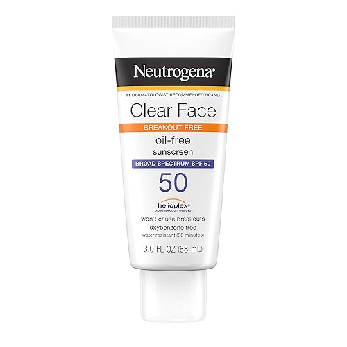 Neutrogena Clear Face Liquid Lotion Sunscreen for Acne-Prone Skin, Broad Spectrum SPF 50 UVA/UVB Protection, Oil-, Fragrance- & Oxybenzone-Free Facial Beauty & Personal Care Neutrogena