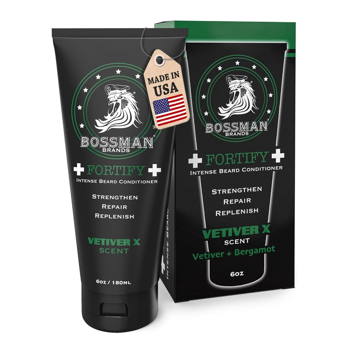 Bossman Fortify Intense Beard Conditioner for Men (Vetiver X Scent) - Moisturizes, Replenishes & Protects with Natural Ingredients - Thicker Formula Beauty and Personal Care Bossman