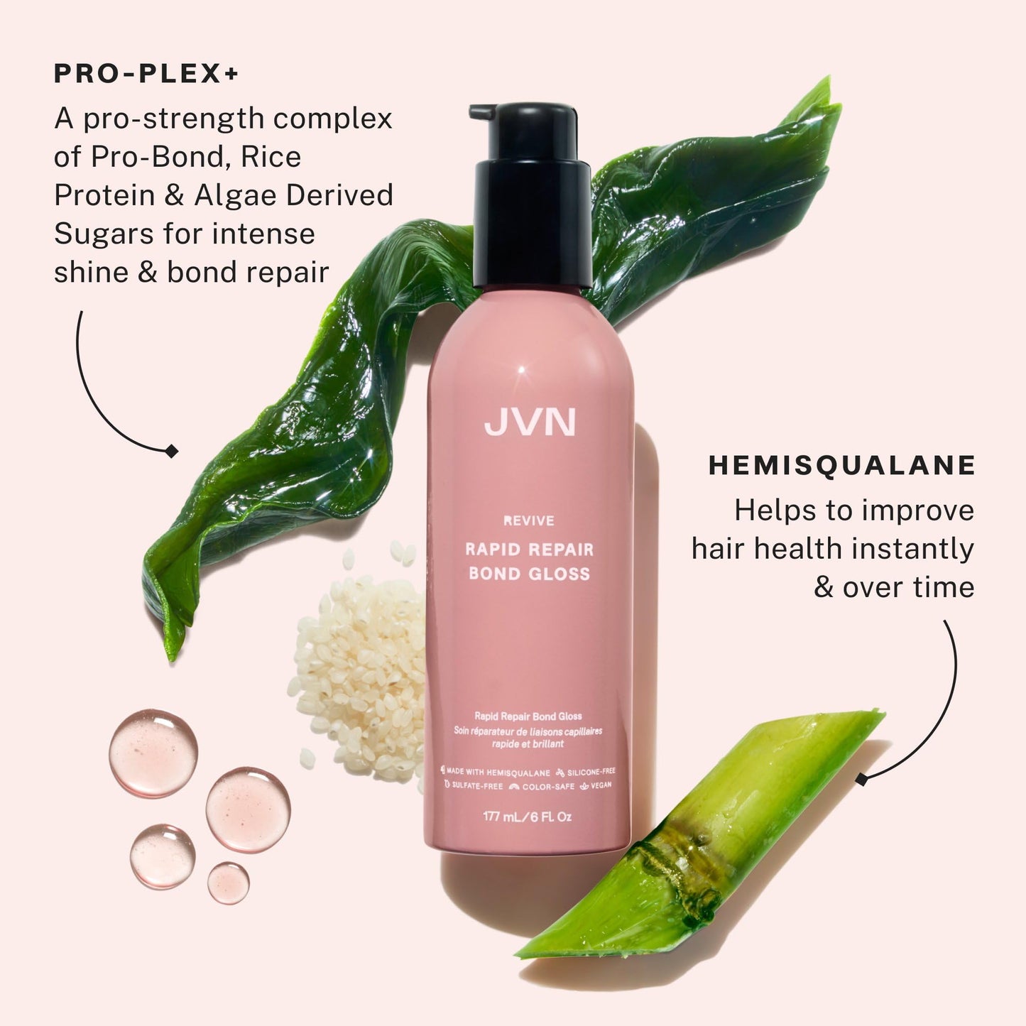 JVN Revive Rapid Repair Bond Gloss, 6 Fl Oz, Hair Shine Gloss Serum and Bond Repair Treatment, Repairs Damaged, Color Treated, or Fragile Hair Beauty & Personal Care JVN