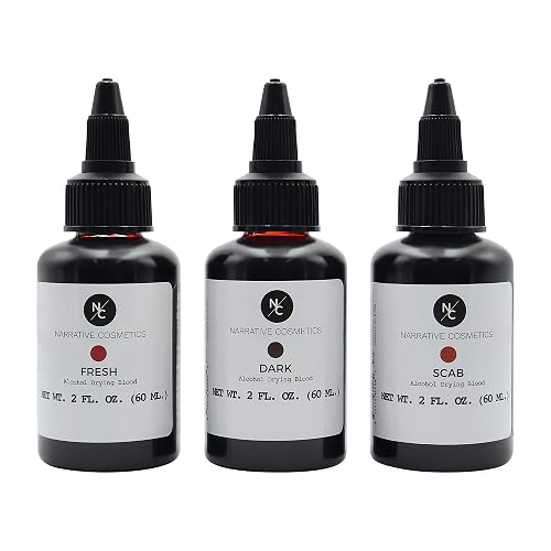 Narrative Cosmetics Alcohol Drying Blood Kit -2 fl oz | Dries to Touch, Keeps Wet Glossy Look | Won't Transfer or Smudge | SFX Wounds, Scabs, Gore | Beauty & Personal Care Narrative Cosmetics