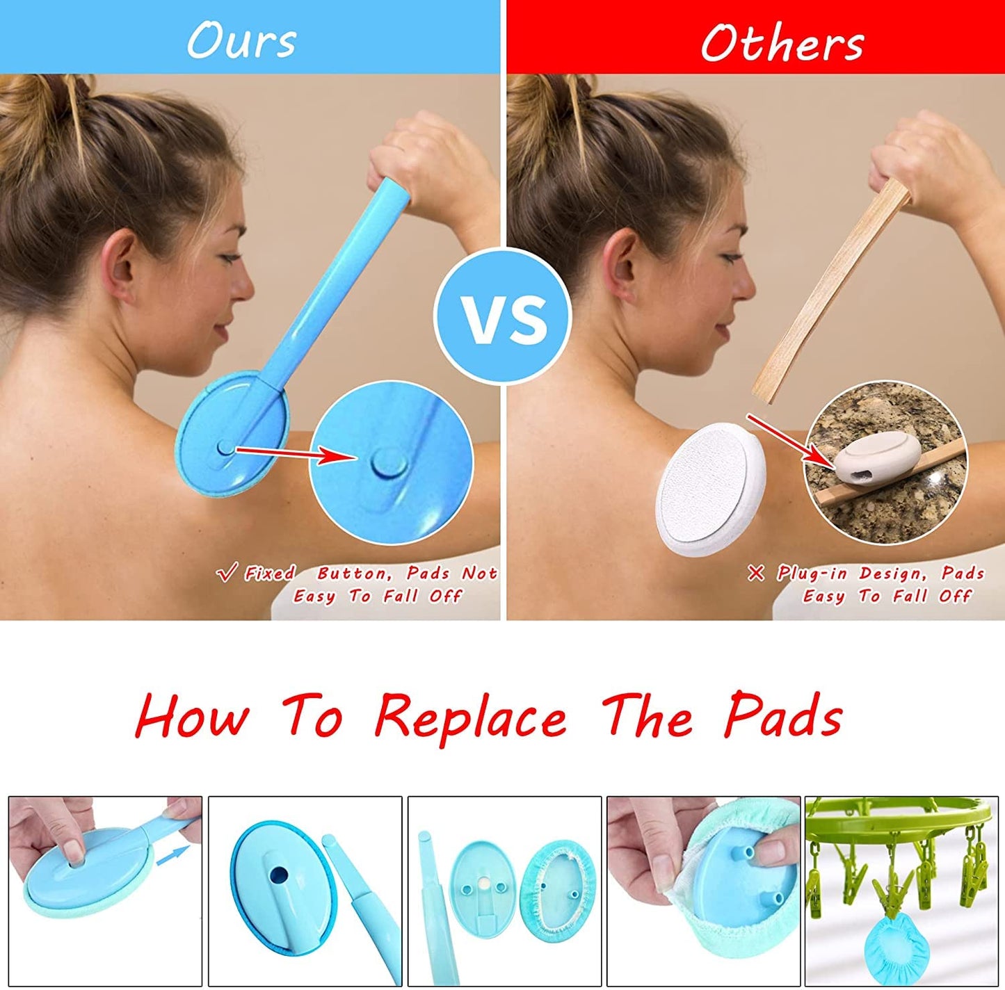 Eyxformula Easy Lotion Applicator for Back - Long Handle Cream Applicators Wand with 2 Pads, Tool to Apply Sunscreen, Self Tanner on Back, Body Beauty & Personal Care eyxformula