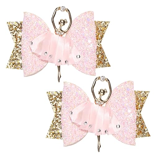 Glitter Ballet Hair Bows with Rhinestones - 2Pcs Dance Hair Clips and Accessories for Girls Beauty & Personal Care EOMTUR