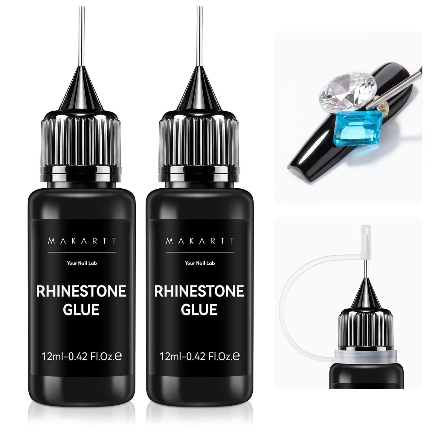 Makartt 2Pcs Rhinestone Glue, Strong Hold 3D Gel Nail Art Nail Gem Glue UV Cured Nail Glue for Nail Charms and Gems Jewelry Diamond for DIY Manicured Beauty and Personal Care Makartt