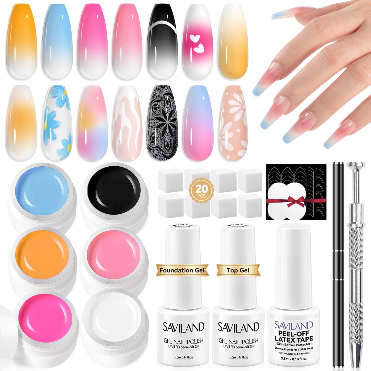 SAVILAND 6 Colors Spider Gel, Matrices Gel with Gel Paint Design Nail Art Wire Drawing Gel for Line (White black red blue yellow silver) Beauty and Personal Care SAVILAND Default Title