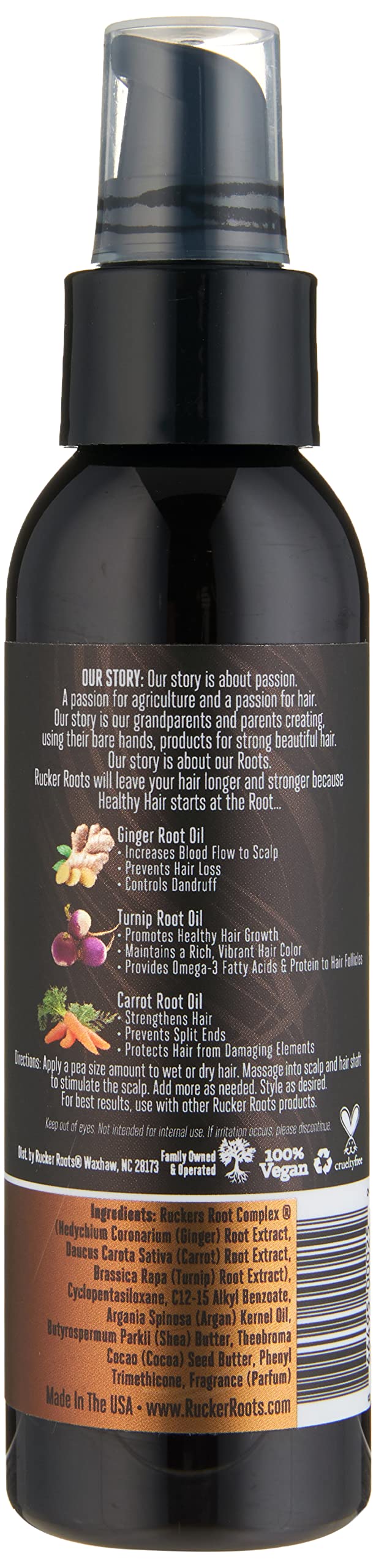 Rucker Roots Anti - Frizz Silkening Growth Serum |Ginger, Turnip, Carrot Root Oils| Promotes Growth