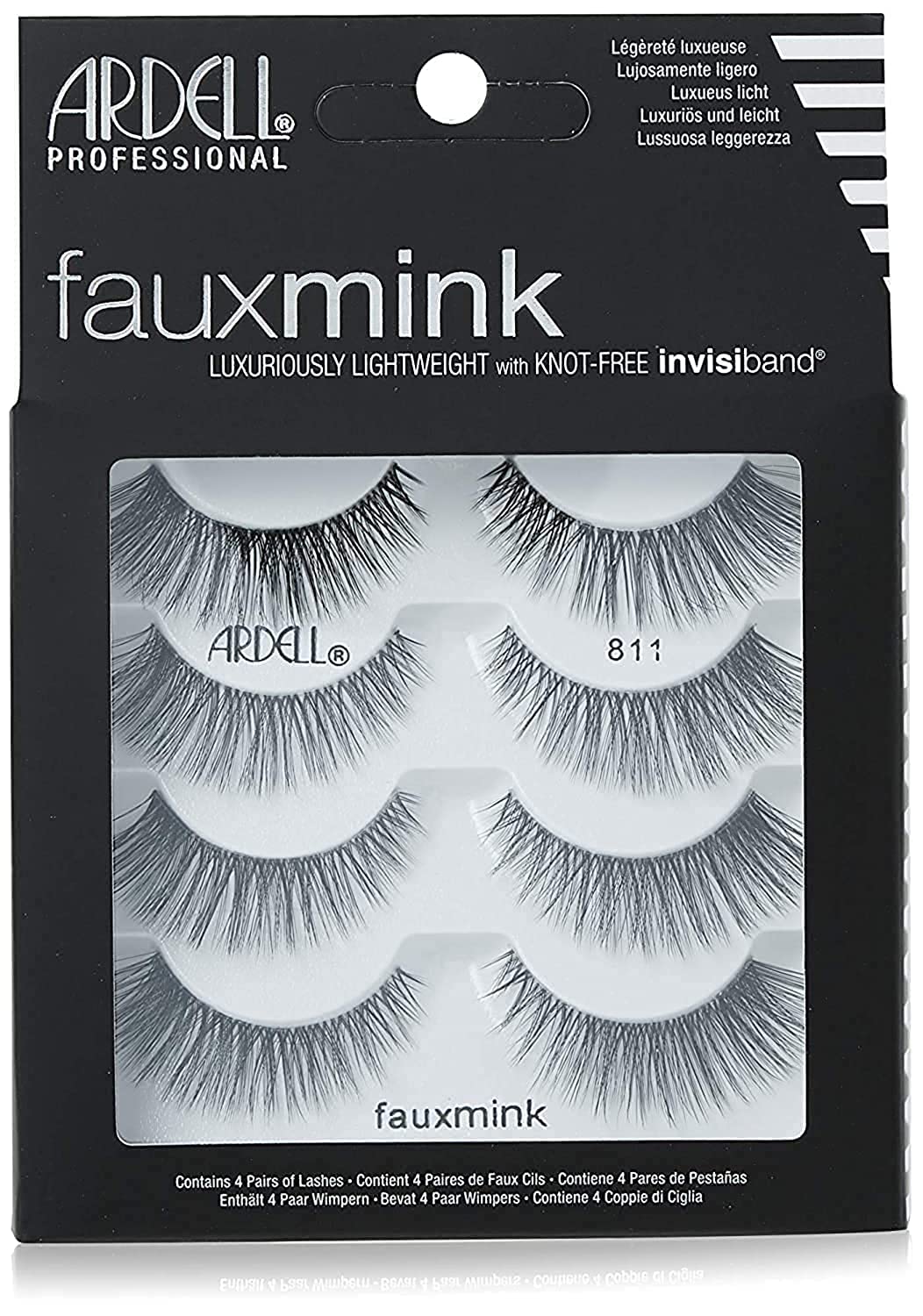 Ardell Faux Mink Lashes 811 False Eyelashes - Lightweight Natural Faux Mink Strip Wispy Lashes with Invisiband, 4 Pairs, 1 Pack Beauty & Personal Care Ardell