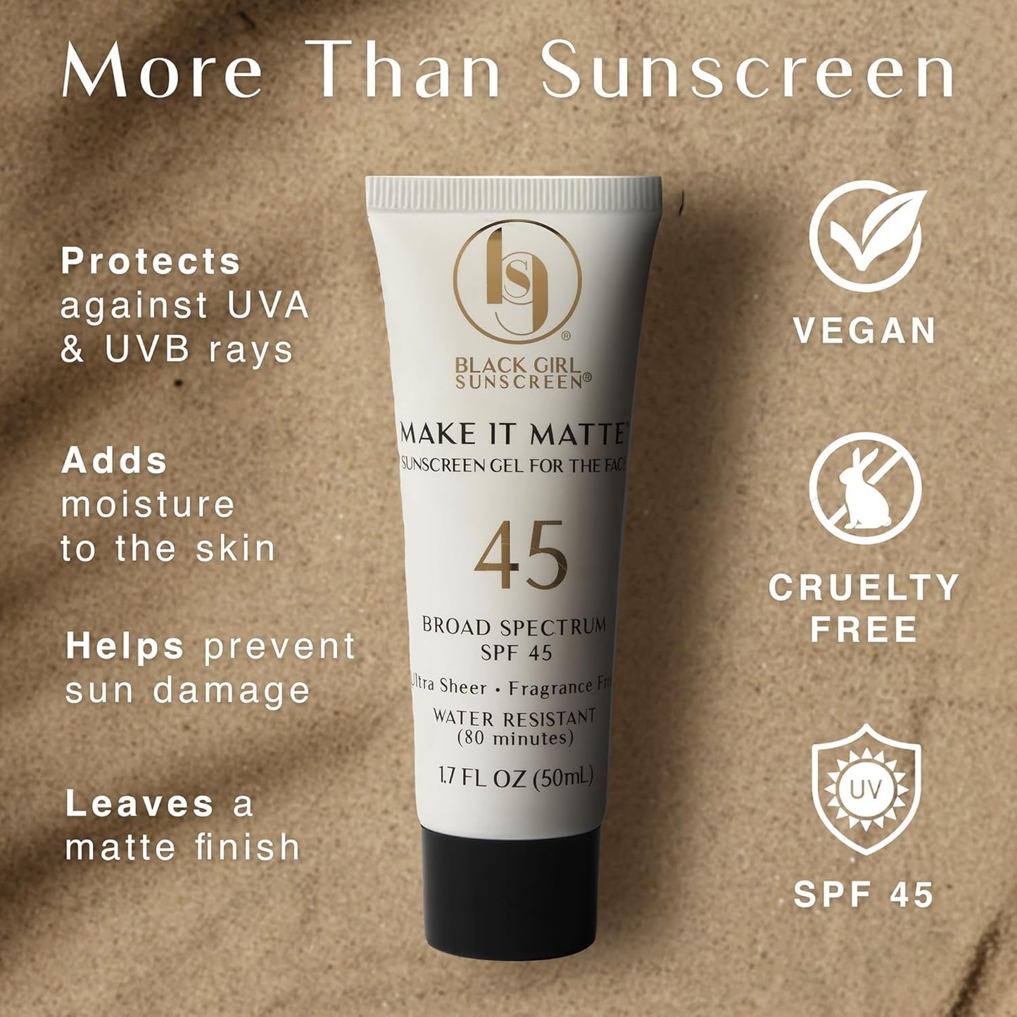 Black Girl Sunscreen Make it Matte SPF 45 Gel Sunscreen for Face - SPF 45, Sun Protection & Skin Care, Travel Size, Water Resistant, Wear Under Beauty & Personal Care BLACK GIRL SUNSCREEN