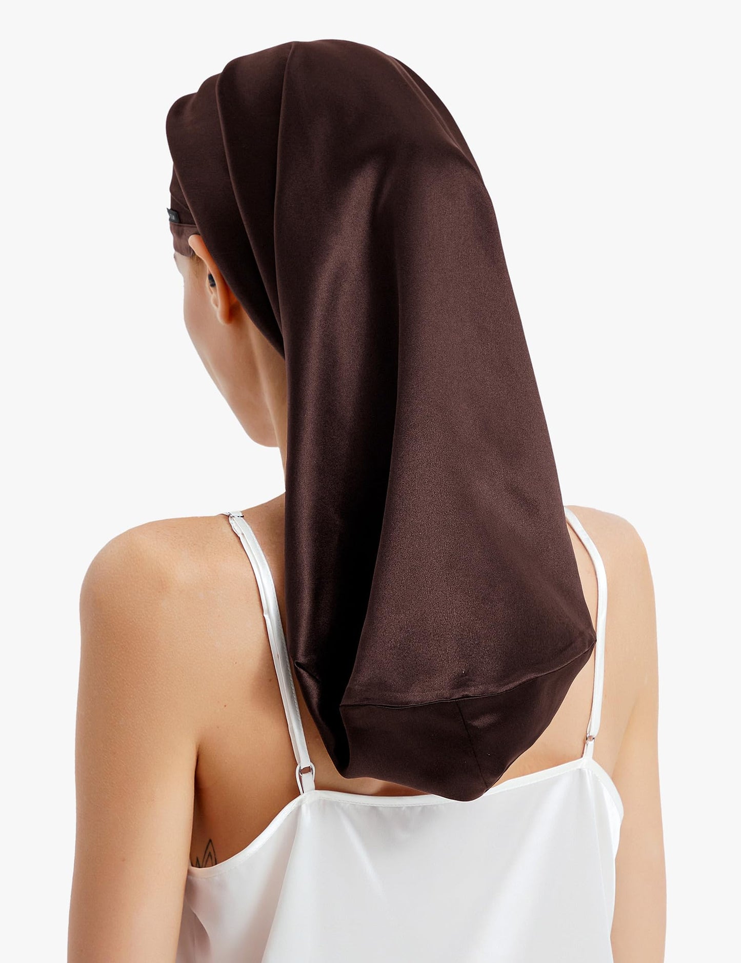 LilySilk 100% Silk Bonnet Mulberry 19 Momme Silk Sleep Cap Long for Curly Hair Night Cap for Sleeping, Silk Hair Wrap for Women Dark Brown Beauty and Personal Care LilySilk